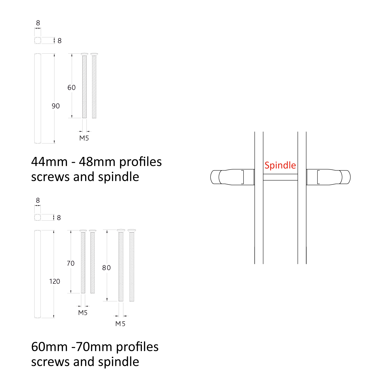 Door Spindles and Screws 